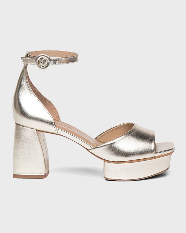 Raleigh Metallic Ankle-Strap Platform Sandals